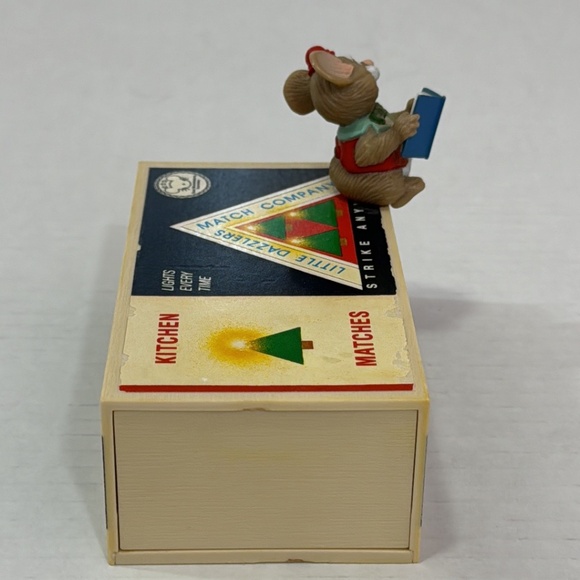 Vtg 1984 Hallmark Matchbook Mice Christmas Decoration Music Box - Picture 8 of 15